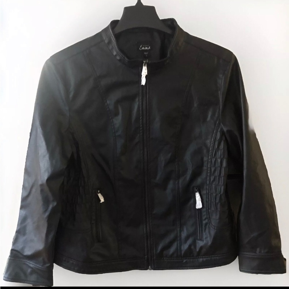 Women’s Simply Emma Faux Leather Fashion Jacket With Lining Plus Size 2X New $58